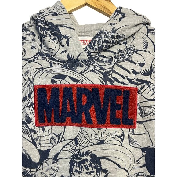 Marvel Comics Themed  Sweatshirt Hoodie Youth Large Gray & Navy TV Super Hero - Picture 3 of 16